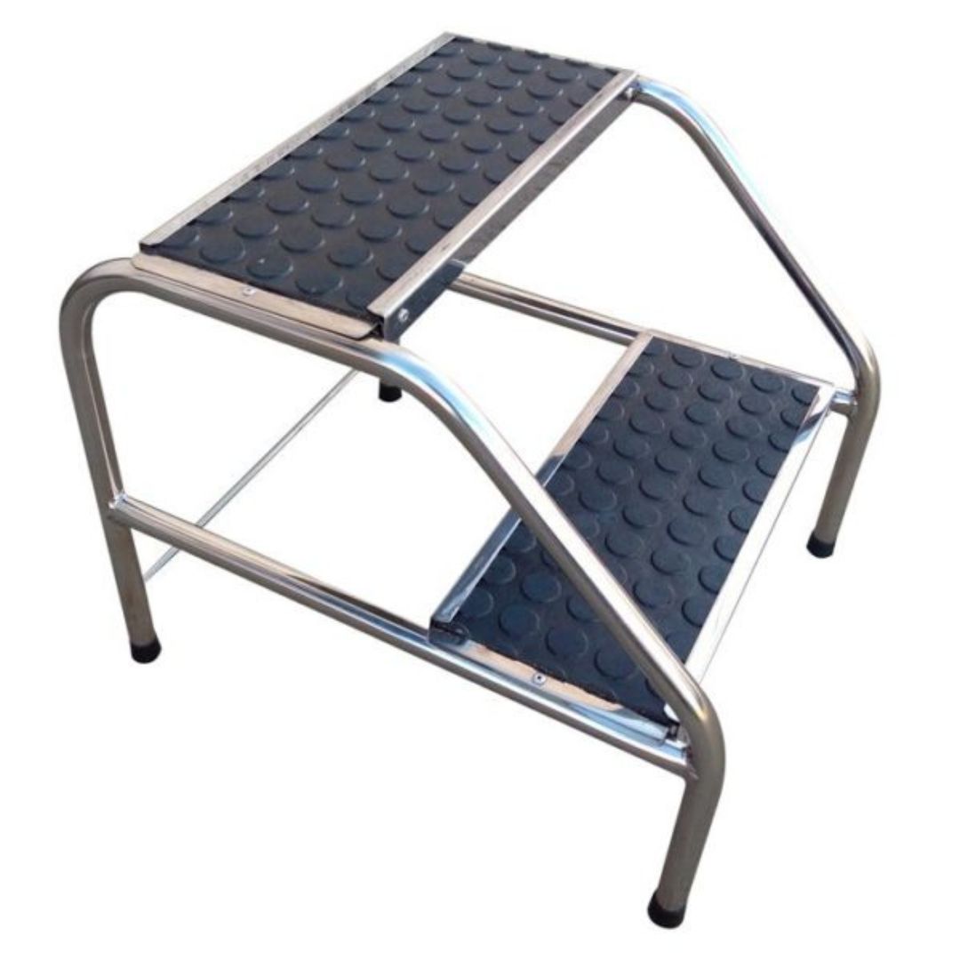 Escada de Aço Inox com Dois Degraus